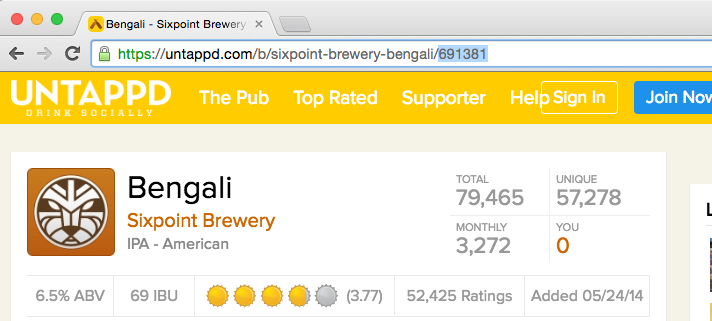 Untappd beer page